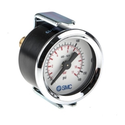 Picture of Analogue Pressure Gauge 10bar Back Entry 43mm Outside Diameter, SMC, 4K8-10P