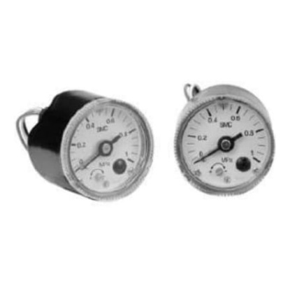 Picture of R 1/4 Analogue Pressure Gauge 10bar Back Entry 42.5mm Outside Diameter, SMC, GP46-10-02L5-C-X201