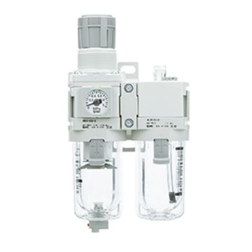 Picture of 1/2 in Filter Regulator Lubricator, 5μ Filtration Size Integrated Pressure Gauge, SMC, AC40A-F04-D