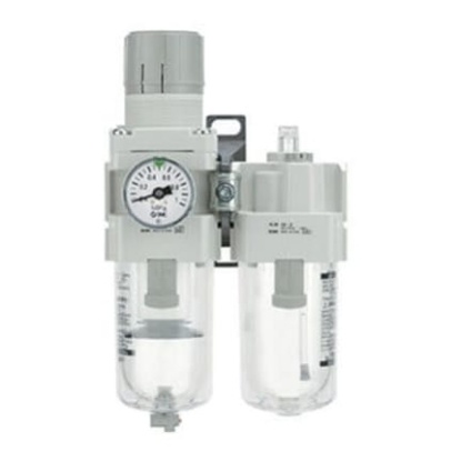 Picture of G 1/2 Filter Regulator Lubricator, 5μ Filtration Size Integrated Pressure Gauge, SMC, AC40A-F04G-A