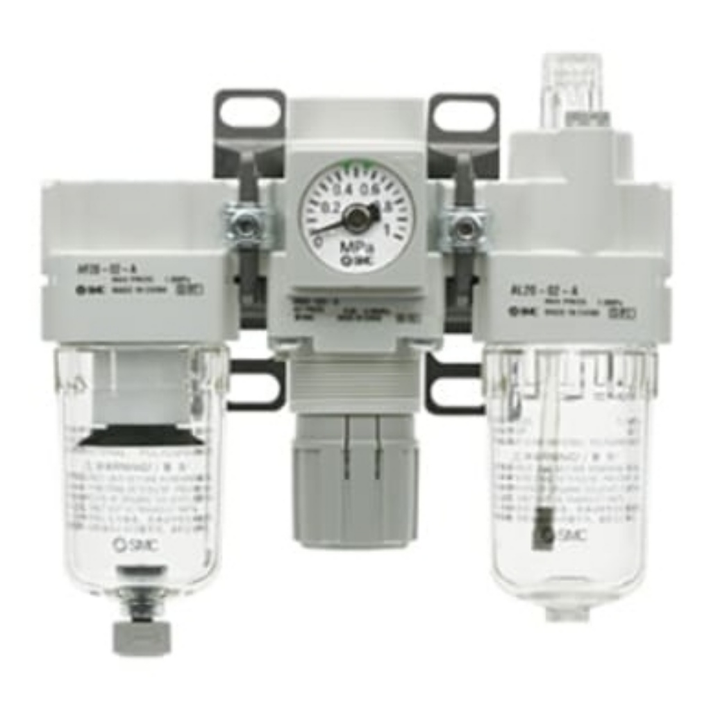 Picture of G 1/4 FRL, 5μm Filtration Size - With Pressure Gauge, SMC, AC20-F02G-B