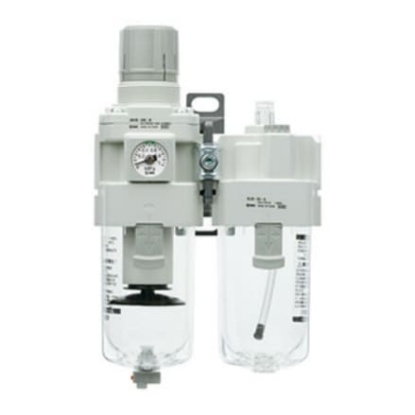 Picture of G 1/4, G 3/8 Filter Regulator Lubricator, None Drain, 5μm Filtration Size, SMC, AC30A-F03E-B