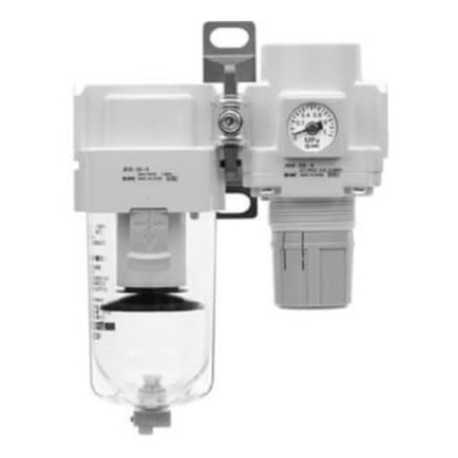 Picture of G 3/8 Filter Regulator Lubricator, Manual Drain, 5μm Filtration Size, SMC, AC30B-F03-B