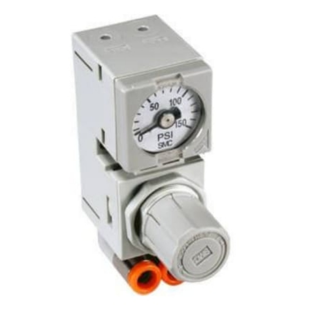 Picture of 4 mm Tubing Pneumatic Regulator - 0.5bar to 7bar, 10bar max. input, SMC, ARM10F1-06G-1