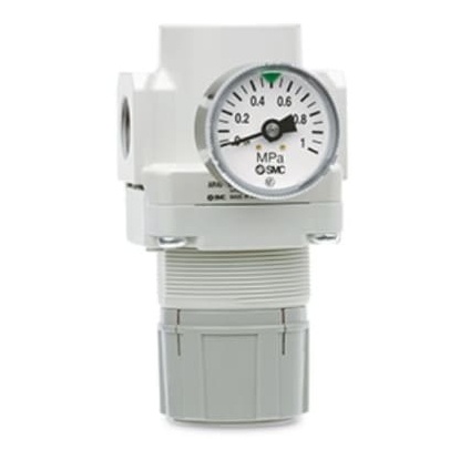 Picture of G 1/4 Pneumatic Regulator - 0.05MPa to 1MPa, G 1/4 Female in, 0.7bar max. input, AR111-F02, SMC, EAR111-F02