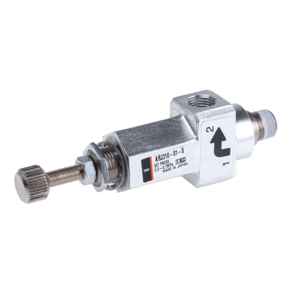 Picture of M5 x 0.8, R 1/8 Pneumatic Regulator - 0.2MPa to 0.7MPa, 1/8 in, M5 x 0.8, 0.8MPa max. input, SMC, ARJ310-01-S