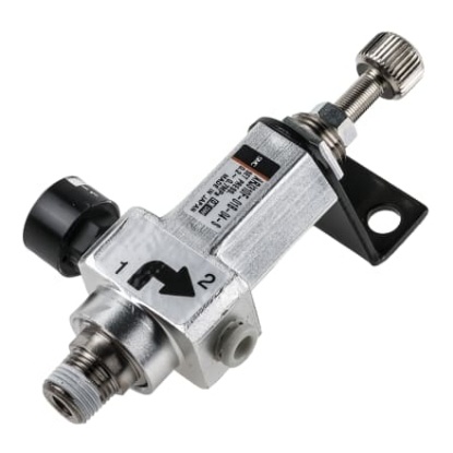 Picture of M5 x 0.8, R 1/8 Pneumatic Regulator - 0.2MPa to 0.7MPa, 1/8 in, M5 x 0.8, 0.8MPa max. input, SMC, ARJ310F-01BG-04-S
