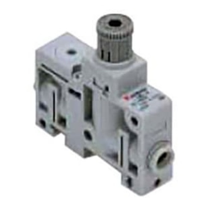 Picture of Push In 4 mm Pneumatic Regulator - 0.05MPa to 0.7MPa, 4mm, 1MPa max. input, SMC, ARM5SA-06-A