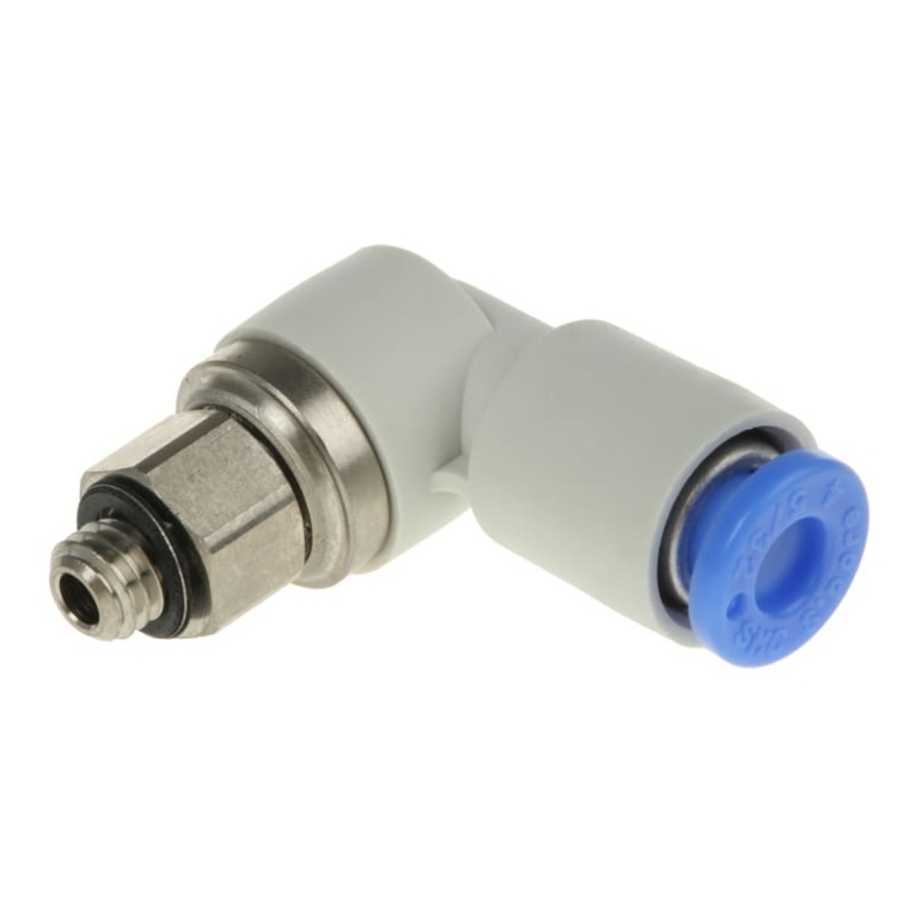 Picture of KSL Series Elbow Threaded Adaptor, M5 Male to Push In 4 mm, Threaded-to-Tube Connection Style, SMC, KSL04-M5