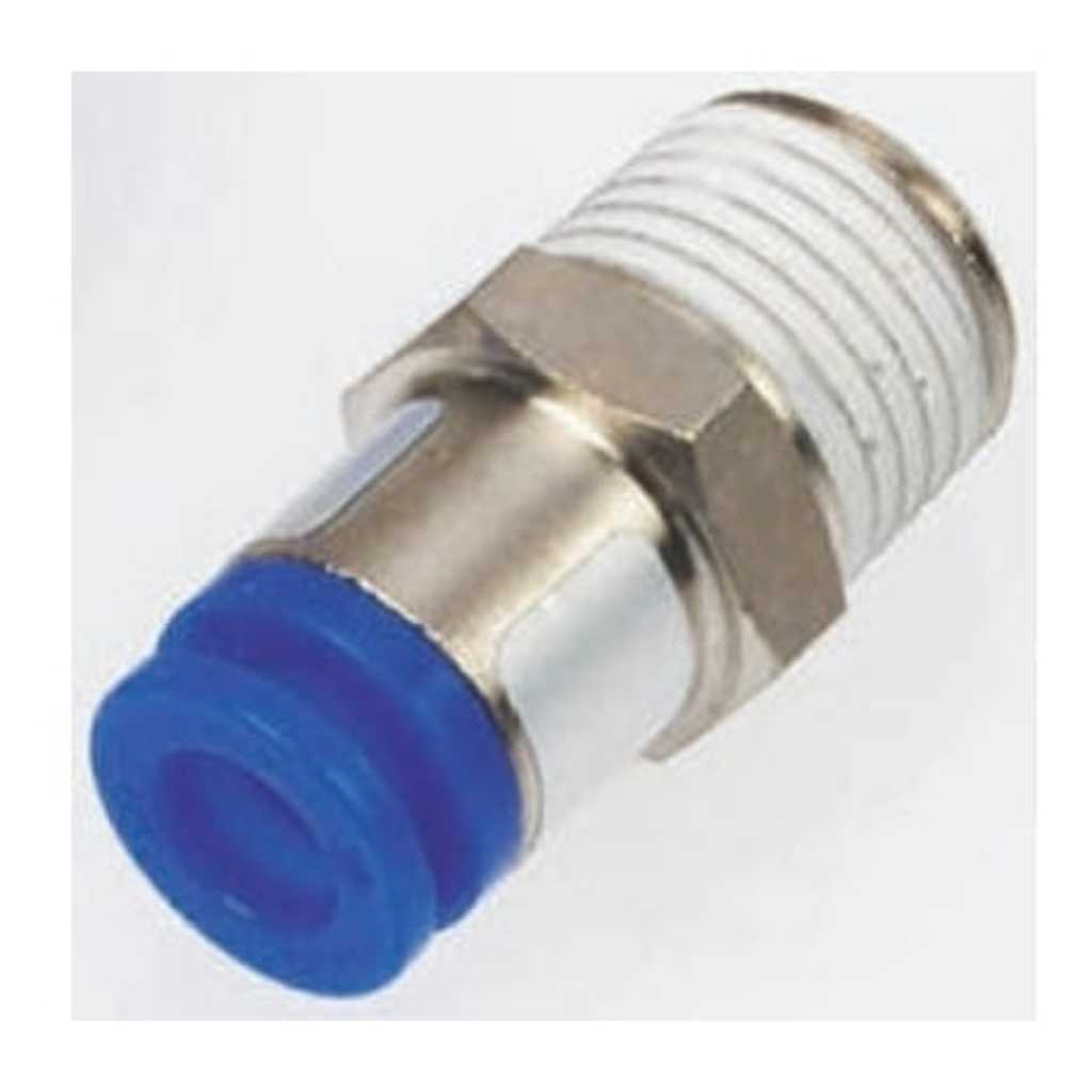 Picture of KC Series Straight Threaded Adaptor, R 1/8 Male to Push In 4 mm, Threaded-to-Tube Connection Style, SMC, KCH04-01S