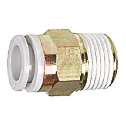 Picture of KQ2 Series Bulkhead Threaded-to-Tube Adaptor, Rc 1/2 Female to Push In 1/2 in, Threaded-to-Tube Connection Style, SMC, KQ2E13-04