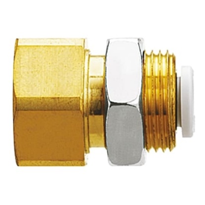 Picture of KQ2 Series Bulkhead Threaded-to-Tube Adaptor, Rc 1/4 Female to Push In 8 mm, Threaded-to-Tube Connection Style, SMC, KQ2E08-02A