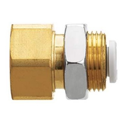 Picture of KQ2 Series Bulkhead Threaded-to-Tube Adaptor, Rc 1/8 to Push In 6 mm, Threaded-to-Tube Connection Style, SMC, KQ2E06-01N