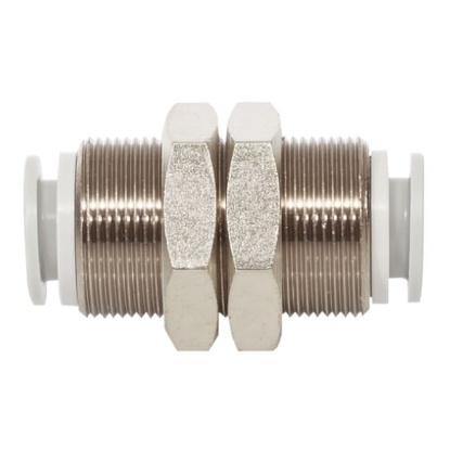 Picture of KQ2 Series Bulkhead Tube-to-Tube Adaptor, Push In 1/2 in to Push In 1/2 in, Tube-to-Tube Connection Style, SMC, KQ2E13-00M