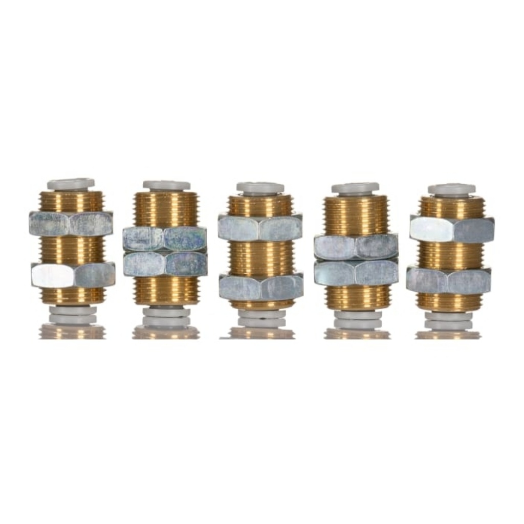Picture of KQ2 Series Bulkhead Tube-to-Tube Adaptor, Push In 6 mm to Push In 6 mm, Tube-to-Tube Connection Style, SMC, KQ2E06-00A