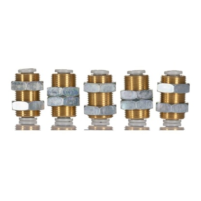 Picture of KQ2 Series Bulkhead Tube-to-Tube Adaptor, Push In 6 mm to Push In 6 mm, Tube-to-Tube Connection Style, SMC, KQ2E06-00A
