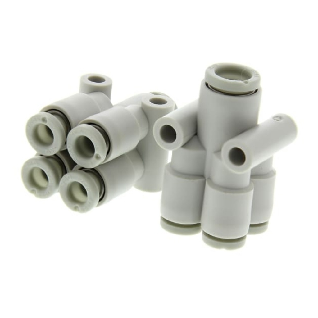 Picture of KQ2 Series Double Y Tube-to-Tube Adaptor Push In 6 mm, Push In 4 mm to Push In 4 mm, Tube-to-Tube Connection Style, SMC, KQ2UD04-06A