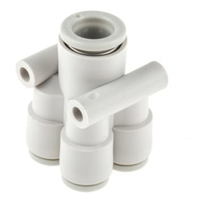 Picture of KQ2 Series Double Y Tube-to-Tube Adaptor Push In 8 mm, Push In 6 mm to Push In 6 mm, Tube-to-Tube Connection Style, SMC, KQ2UD06-08A