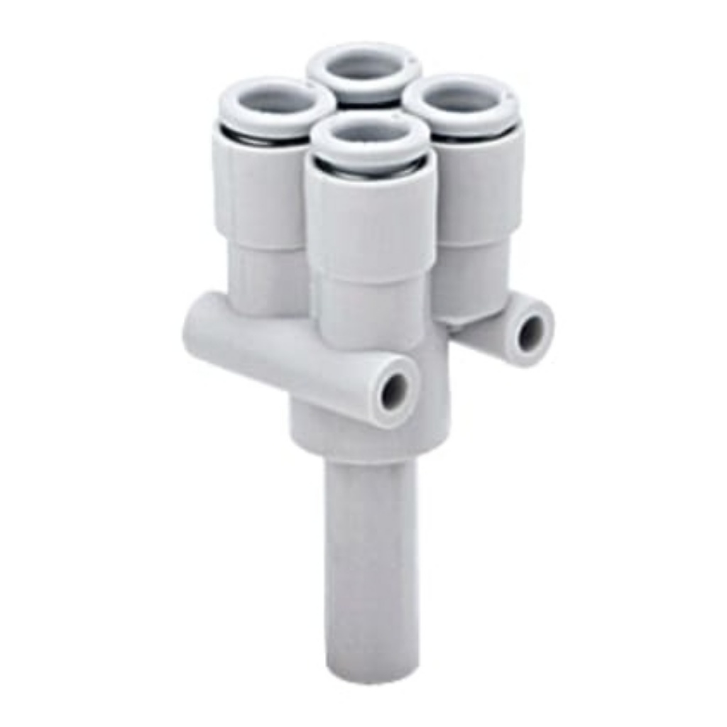 Picture of KQ2 Series Double Y Tube-to-Tube Adaptor Push In 8 mm, Push In 6 mm to Push In 6 mm, Tube-to-Tube Connection Style, SMC, KQ2XD06-08A