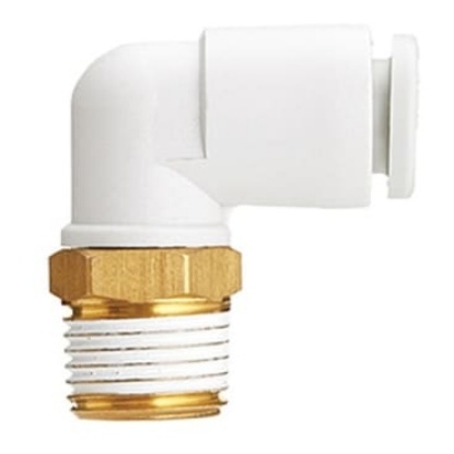 Picture of KQ2 Series Elbow Fitting, G 1/4 to Push In 12 mm, Threaded-to-Tube Connection Style, SMC, KQ2L12-G02N