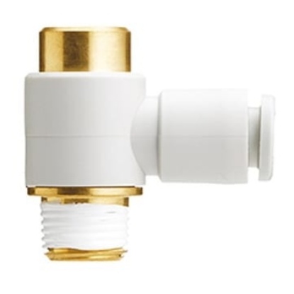 Picture of KQ2 Series Elbow Fitting, R 1/4 to Push In 10 mm, Threaded-to-Tube Connection Style, SMC, KQ2VS10-02AS