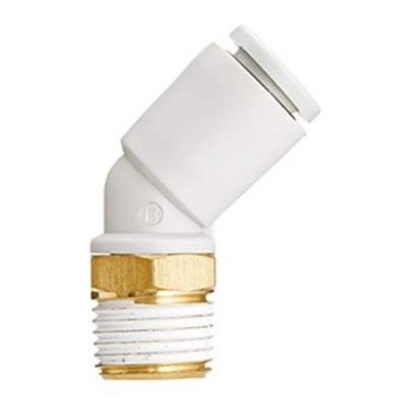 Picture of KQ2 Series Elbow Fitting, R 1/4 to Push In 8 mm, Threaded-to-Tube Connection Style, SMC, KQ2K08-02AS
