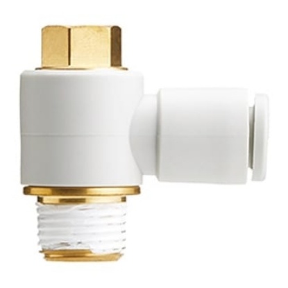 Picture of KQ2 Series Elbow Fitting, R 3/8 to Push In 8 mm, Threaded-to-Tube Connection Style, SMC, KQ2V08-03AS