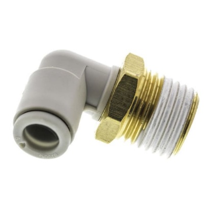 Picture of KQ2 Series Elbow Threaded Adaptor, G 1/8 Male to Push In 6 mm, Threaded-to-Tube Connection Style, SMC, KQ2L06-G01N