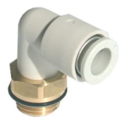 Picture of KQ2 Series Elbow Threaded Adaptor, G 3/8 Male to Push In 10 mm, Threaded-to-Tube Connection Style, SMC, KQ2L10-G03A