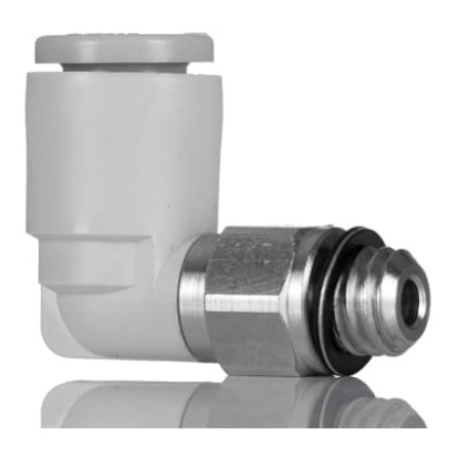 Picture of KQ2 Series Elbow Threaded Adaptor, M3 Male to Push In 4 mm, Threaded-to-Tube Connection Style, SMC, KQ2L04-M3G