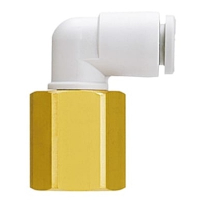 Picture of KQ2 Series Elbow Threaded Adaptor, M5 Female to Push In 4 mm, Threaded-to-Tube Connection Style, SMC, KQ2LF04-M5A