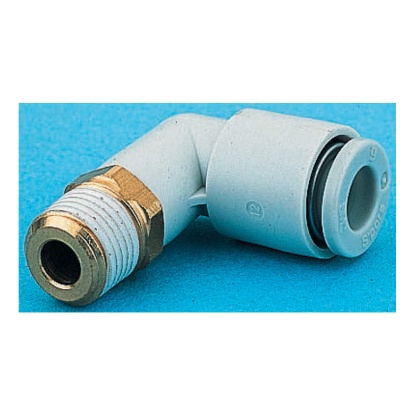 Picture of KQ2 Series Elbow Threaded Adaptor, M5 Male to Push In 1/4 in, Threaded-to-Tube Connection Style, SMC, KQ2L07-M5