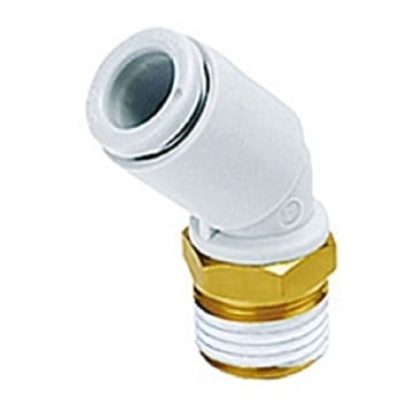 Picture of KQ2 Series Elbow Threaded Adaptor, M5 Male to Push In 6 mm, Threaded-to-Tube Connection Style, SMC, KQ2K06-M5A