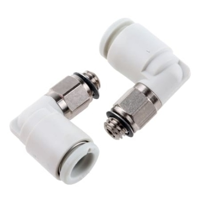Picture of KQ2 Series Elbow Threaded Adaptor, M5 Male to Push In 6 mm, Threaded-to-Tube Connection Style, SMC, KQ2L06-M5N