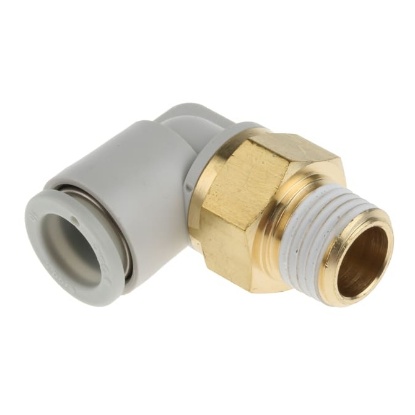 Picture of KQ2 Series Elbow Threaded Adaptor, R 1/4 Male to Push In 10 mm, Threaded-to-Tube Connection Style, SMC, KQ2L10-02AS