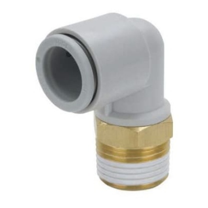 Picture of KQ2 Series Elbow Threaded Adaptor, R 1/4 Male to Push In 12 mm, Threaded-to-Tube Connection Style, SMC, KQ2L12-02AS