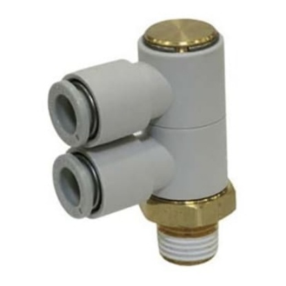 Picture of KQ2 Series Elbow Threaded Adaptor, R 1/4 Male to Push In 12 mm, Threaded-to-Tube Connection Style, SMC, KQ2VD12-02AS