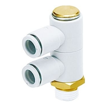 Picture of KQ2 Series Elbow Threaded Adaptor, R 1/4 Male to Push In 6 mm, Threaded-to-Tube Connection Style, SMC, KQ2VD06-02AS