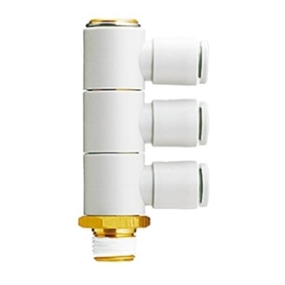 Picture of KQ2 Series Elbow Threaded Adaptor, R 1/4 Male to Push In 8 mm, Threaded-to-Tube Connection Style, SMC, KQ2VT08-02AS