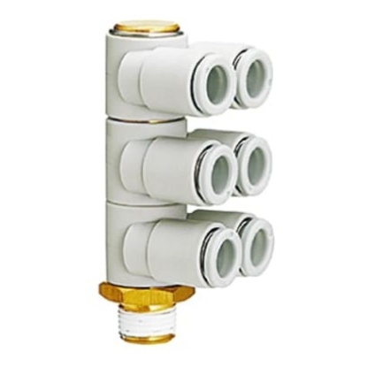 Picture of KQ2 Series Elbow Threaded Adaptor, R 1/4 Male to Push In 8 mm, Threaded-to-Tube Connection Style, SMC, KQ2ZT08-02AS