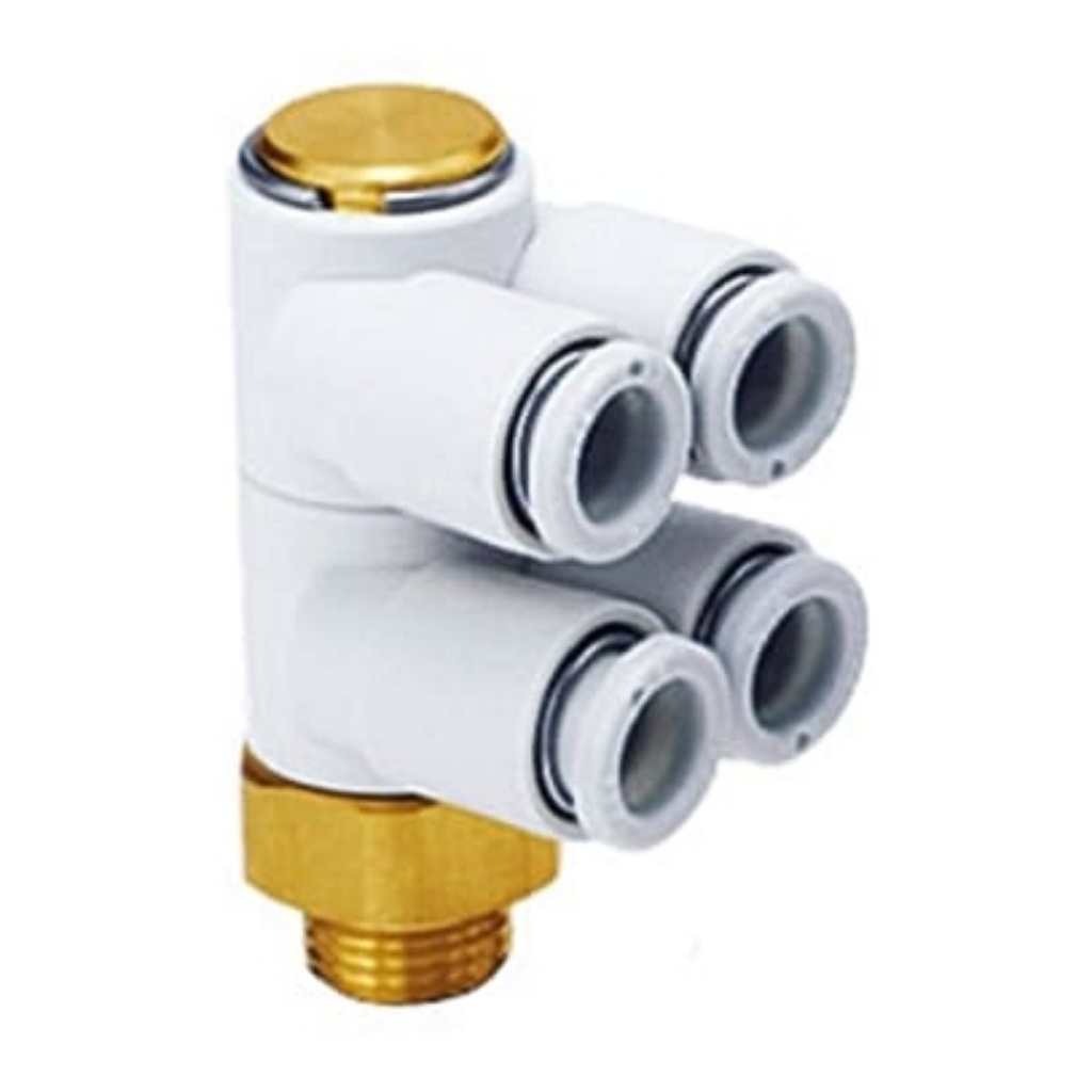 Picture of KQ2 Series Elbow Threaded Adaptor, R 1/8 Male to Push In 4 mm, Threaded-to-Tube Connection Style, SMC, KQ2ZD04-01AS