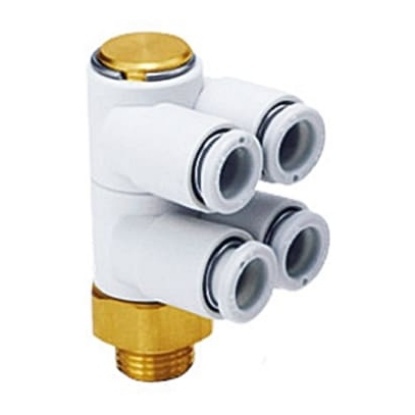 Picture of KQ2 Series Elbow Threaded Adaptor, R 1/8 Male to Push In 4 mm, Threaded-to-Tube Connection Style, SMC, KQ2ZD04-01AS
