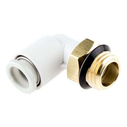 Picture of KQ2 Series Elbow Threaded Adaptor, Uni 1/4 Male to Push In 8 mm, Threaded-to-Tube Connection Style, SMC, KQ2L08-U02A