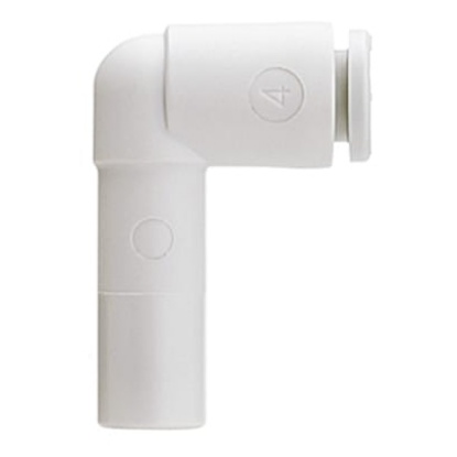 Picture of KQ2 Series Elbow Tube-toTube Adaptor, Push In 4 mm to Push In 8 mm, Tube-to-Tube Connection Style, SMC, KQ2L04-08A