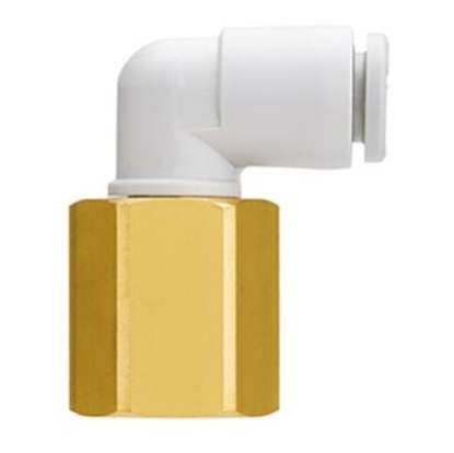 Picture of KQ2 Series Female Elbow, M6 x 1.0 to Push In 4 mm, Threaded-to-Tube Connection Style, SMC, KQ2LF04-M6A