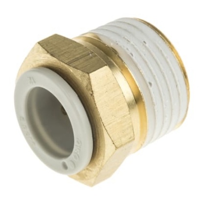 Picture of KQ2 Series Straight Threaded Adaptor, R 1/2 Male to Push In 12 mm, Threaded-to-Tube Connection Style, SMC, KQ2H12-04AS