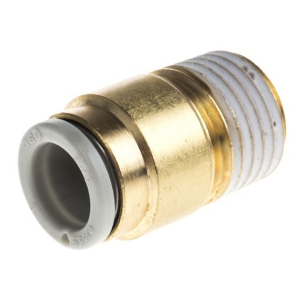Picture of KQ2 Series Straight Threaded Adaptor, R 1/4 Male to Push In 8 mm, Threaded-to-Tube Connection Style, SMC, KQ2S08-02AS