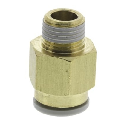 Picture of KQ2 Series Straight Threaded Adaptor, R 1/8 Male to Push In 8 mm, Threaded-to-Tube Connection Style, SMC, KQ2H08-01AS