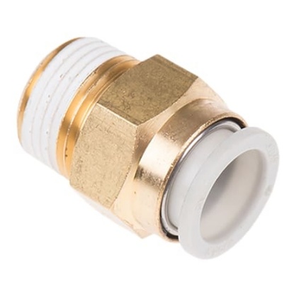 Picture of KQ2 Series Straight Threaded Adaptor, R 3/8 Male to Push In 12 mm, Threaded-to-Tube Connection Style, SMC, KQ2H12-03AS
