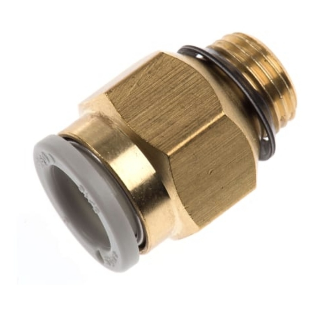 Picture of KQ2 Series Straight Threaded Adaptor, Uni 1/8 Male to Push In 8 mm, Threaded-to-Tube Connection Style, SMC, KQ2H08-U01A